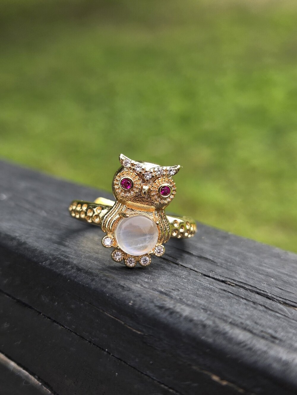 Wise Owl Moonstone S925 Statement Ring